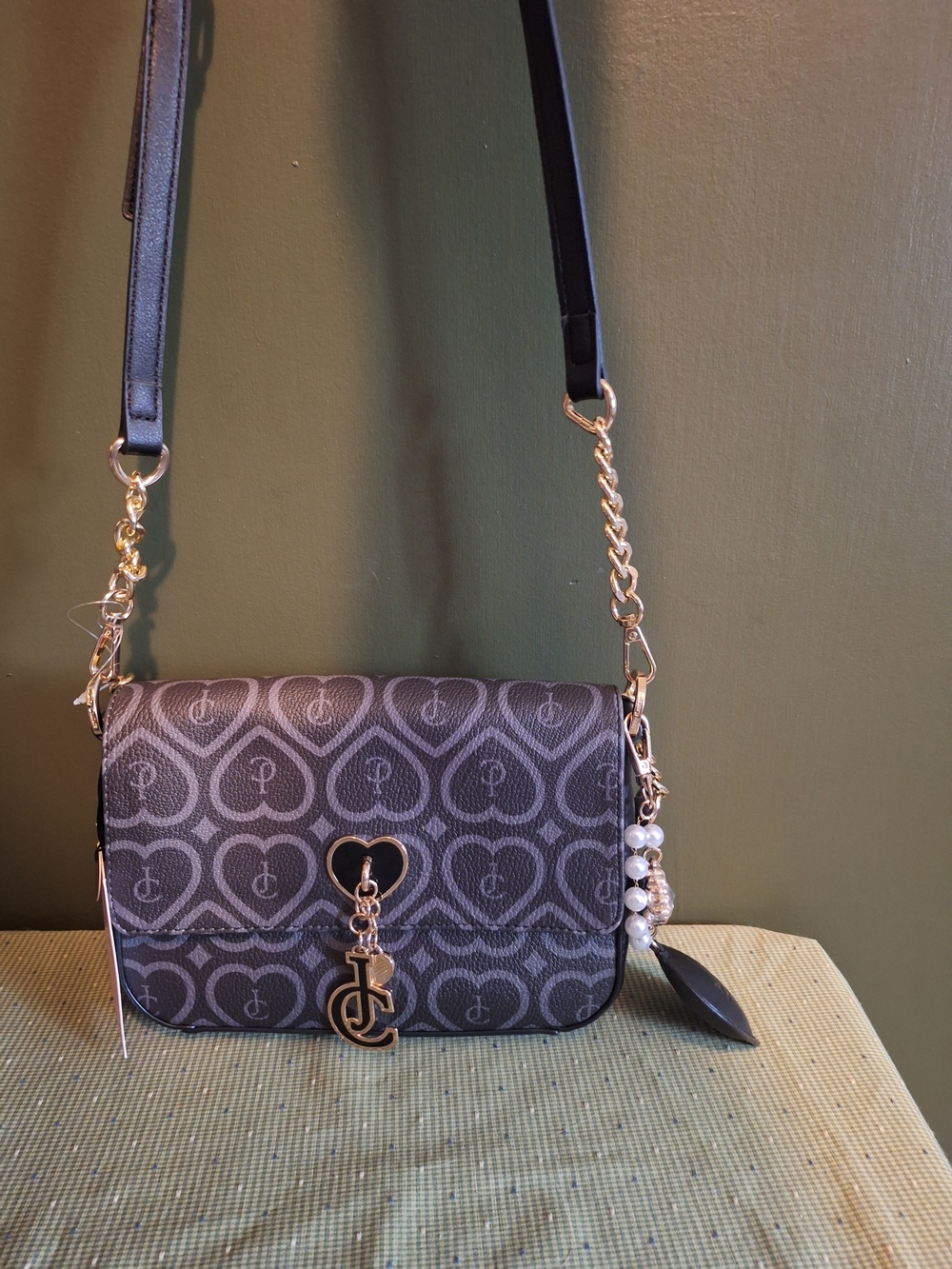 Juicy Couture Bubble Pop Monogram Crossbody with Gold Hardware